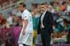 DONETSK, UKRAINE - JUNE 27: Fabio Coentrao of Portugal looks on beside Coach Paulo Bento of Portugal during the UEFA EURO 2012 semi final match between Portugal and Spain at Donbass Arena on June 27, 2012 in Donetsk, Ukraine. (Photo by Jasper Juinen/Getty Images)