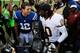 LANDOVER, MD - AUGUST 25: Andrew Luck #12 of the Indianapolis Colts and Robert Griffin III #10 of the Washington Redskins shake hands after a preseason game at FedExField on August 25, 2012 in Landover, Maryland. (Photo by Patrick McDermott/Getty Images)