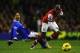 LIVERPOOL, ENGLAND - NOVEMBER 28: Steven Pienaar of Everton tangles with Bacary Sagna of Arsenal during the Barclays Premier League match between Everton and Arsenal at Goodison Park on November 28, 2012 in Liverpool, England. (Photo by Laurence Griffiths/Getty Images)