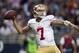 ST. LOUIS, MO - DECEMBER 02: Quarterback Colin Kaepernick #7 of the San Francisco 49ers throws a pass during the game against the St. Louis Rams at the Edward Jones Dome on December 02, 2012 in St. Louis, Missouri. The Rams beat the 49ers 16-13 in overtime. (Photo by David Welker/Getty Images)
