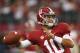 ARLINGTON, TX - SEPTEMBER 01: A J McCarron #10 of Alabama Crimson Tide warms up prior to the start of the game against Michigan Wolverines at Cowboys Stadium on September 1, 2012 in Arlington, Texas. (Photo by Leon Halip/Getty Images)