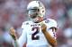 TUSCALOOSA, AL - NOVEMBER 10: Quarterback Johnny Manziel #2 of the Texas A&M Aggies celebrates after a touchdown during the game against the Alabama Crimson Tide at Bryant-Denny Stadium on November 10, 2012 in Tuscaloosa, Alabama. (Photo by Mike Zarrilli/Getty Images)