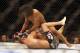 Dec 8, 2012, Seattle, WA, USA; Ben Henderson (white trunks) fights Nate Diaz (black trunks) during their first round Championship lightweight bout at MMA on FOX 5 at Key Arena. Mandatory Credit: Joe Nicholson-USA TODAY Sports