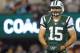 EAST RUTHERFORD, NJ - NOVEMBER 22: Quarterback Tim Tebow #15 of the New York Jets during warm ups before the start of their game against the New England Patriots at MetLife Stadium on November 22, 2012 in East Rutherford, New Jersey. (Photo by Rich Schultz /Getty Images)
