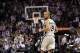 Nov 1, 2012; San Antonio, TX, USA; San Antonio Spurs guard Tony Parker (9) reacts after a shot during the second half against the Oklahoma City Thunder at the AT&T Center. The Spurs won 86-84. Mandatory Credit: Soobum Im-USA TODAY Sports