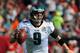 TAMPA, FL - DECEMBER 9: Quarterback Nick Foles #9 of the Philadelphia Eagles looks to pass against the Tampa Bay Buccaneers December 9, 2012 at Raymond James Stadium in Tampa, Florida. The Eagles won 23 - 21. (Photo by Al Messerschmidt/Getty Images)