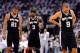 OKLAHOMA CITY, OK - JUNE 06: Tony Parker #9, Tim Duncan #21 and Stephen Jackson #3 of the San Antonio Spurs walk down court against the Oklahoma City Thunder in Game Six of the Western Conference Finals of the 2012 NBA Playoffs at Chesapeake Energy Arena on June 6, 2012 in Oklahoma City, Oklahoma. NOTE TO USER: User expressly acknowledges and agrees that, by downloading and or using this photograph, User is consenting to the terms and conditions of the Getty Images License Agreement. (Photo by Ronald Martinez/Getty Images)