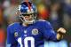 EAST RUTHERFORD, NJ - DECEMBER 09: Eli Manning #10 of the New York Giants celebrates a touchdown in the third quarter against the New Orleans Saints on December 9, 2012 at MetLife Stadium in East Rutherford, New Jersey. (Photo by Elsa/Getty Images)