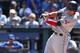 KANSAS CITY, MO - SEPTEMBER 23: Shin-Soo Choo #17 of the Cleveland Indians lines a ball foul against the Kansas City Royals in the first inning on September 23, 2012 at Kauffman Stadium in Kansas City, Missouri. (Photo by Kyle Rivas/Getty Images)