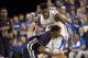 Dec 4, 2012; Lexington, KY, USA; Samford Bulldogs guard Jaylen Beckham (23) dibbles the ball around Kentucky Wildcats forward Nerlens Noel (3) in the first half at Rupp Arena. Mandatory Credit: Mark Zerof-USA TODAY Sports