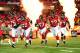 ATLANTA, GA - AUGUST 9: Members of the Atlanta Falcons offensive line (L-R) Garrett Reynolds #75, Todd McClure #62, Justin Blalock #63, Sam Baker #72, and Tyson Clabo #77 are introduced before the game against the Baltimore Ravens at the Georgia Dome on August 9, 2012 in Atlanta, Georgia (Photo by Scott Cunningham/Getty Images)