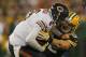 GREEN BAY, WI - SEPTEMBER 13: Clay Matthews #52 of the Green Bay Packers sacks Jay Cutler #6 of the Chicago Bears at Lambeau Field on September 13, 2012 in Green Bay, Wisconsin. The Packers defeated the Bears 23-10. (Photo by Jonathan Daniel/Getty Images)