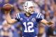 INDIANAPOLIS, IN - DECEMBER 09: Andrew Luck #12 of the Indianapolis Colts throws a pass during the NFL game against the Tennessee Titans at Lucas Oil Stadium on December 9, 2012 in Indianapolis, Indiana. (Photo by Andy Lyons/Getty Images)
