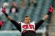 PHILADELPHIA, PA - OCTOBER 28: Safety Thomas DeCoud #28 of the Atlanta Falcons gestures to the crowd while warming up before the start of the Falcons game against the Philadelphia Eagles at Lincoln Financial Field on October 28, 2012 in Philadelphia, Pennsylvania. (Photo by Rob Carr/Getty Images)
