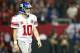 ATLANTA, GA - DECEMBER 16: Eli Manning #10 of the New York Giants walks off the field after a turnover on downs against the Atlanta Falcons at Georgia Dome on December 16, 2012 in Atlanta, Georgia. (Photo by Kevin C. Cox/Getty Images)