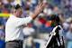 NASHVILLE, TN - NOVEMBER 4: Head coach Mike Munchak of the Tennessee Titans talks to an official during a game against the Chicago Bears at LP Field on November 4, 2012 in Nashville, Tennessee. The Bears defeated the Titans 51-20. (Photo by Wesley Hitt/Getty Images)