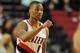 Dec 16, 2012; Portland, OR, USA; Portland Trail Blazers point guard Damian Lillard (0) brings the ball up the court during the fourth quarter of the game against the New Orleans Hornets at the Rose Garden. The Blazers won the game 95-94. Mandatory Credit: Steve Dykes-USA TODAY Sports