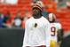 CLEVELAND, OH - DECEMBER 16: Quarterback Robert Griffin III #10 of the Washington Redskins walks onto the field against the Cleveland Browns at Cleveland Browns Stadium on December 16, 2012 in Cleveland, Ohio. (Photo by Matt Sullivan/Getty Images)