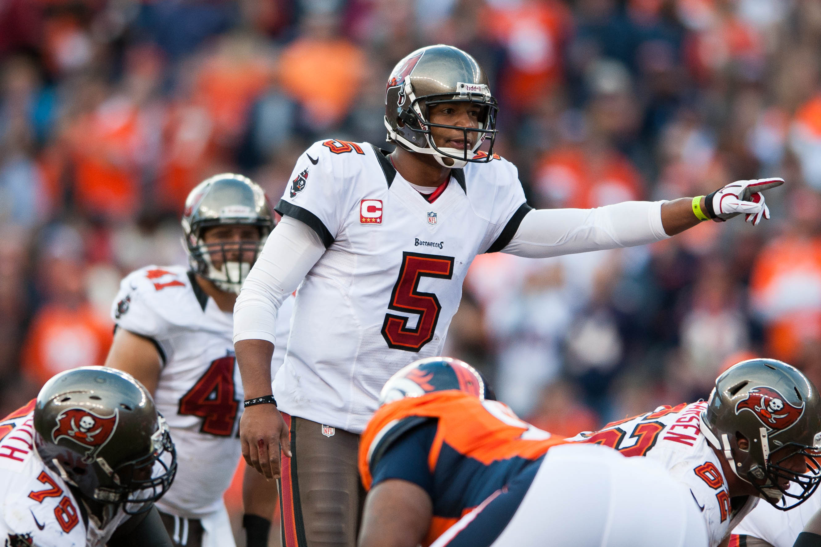 Josh Freeman's Jordan Super.Fly Buccaneers Throwback Cleat & Turf PEs