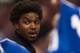 Dec 12, 2012; Philadelphia, PA, USA; Philadelphia 76ers center Andrew Bynum (33) prior to the game against the Chicago Bulls at the Wells Fargo Center. The Bulls defeated the Sixers 96-89. Mandatory Credit: Howard Smith-USA TODAY Sports