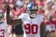 SAN FRANCISCO, CA - OCTOBER 14: Defensive end Jason Pierre-Paul #90 of the New York Giants signals in the game against the San Francisco 49ers at Candlestick Park on October 14, 2012 in San Francisco, California. (Photo by Stephen Dunn/Getty Images)