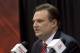 HOUSTON, TX - JULY 19: Daryl Morey, general manager of the Houston Rockets speaks during a press conference announcing the signing of Jeremy Lin at Toyota Center on July 19, 2012 in Houston, Texas. (Photo by Bob Levey/Getty Images)