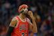 PHOENIX, AZ - NOVEMBER 14: Richard Hamilton #32 of the Chicago Bulls adjusts his face mask during the NBA game against the Phoenix Suns at US Airways Center on November 14, 2012 in Phoenix, Arizona. The Bulls defeated the Suns 112-106 in overtime. NOTE TO USER: User expressly acknowledges and agrees that, by downloading and or using this photograph, User is consenting to the terms and conditions of the Getty Images License Agreement. (Photo by Christian Petersen/Getty Images)