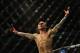 June 8, 2012; Sunrise, FL, USA; Eddie Wineland reacts to winning his UFC bout over Scott Jorgensen (not pictured) at BankAtlantic Center. Mandatory Credit: Steve Mitchell-USA TODAY Sports
