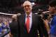 May 8, 2011; Dallas, TX, USA; Los Angeles Lakers head coach Phil Jackson leaves the court at the end of game four against the Dallas Mavericks for the second round of the 2011 NBA playoffs at American Airlines Center. The Mavs beat the Lakers 122-86. Mandatory Credit: Matthew Emmons-USA TODAY Sports
