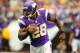 MINNEAPOLIS, MN - SEPTEMBER 23: Adrian Peterson #28 of the Minnesota Vikings runs the ball in the fourth quarter against the San Francisco 49ers at the Hubert H. Humphrey Metrodome on September 23, 2012 in Minneapolis, Minnesota. (Photo by Adam Bettcher/Getty Images)