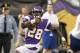 MINNEAPOLIS, MN - NOVEMBER 11: Adrian Peterson #28 of the Minnesota ViKings eludes Ricardo Silva #39 of the Detroit Lions in the fourth quarter on a 61-yard touchdown run on November 11, 2012 at Mall of America Field at the Hubert H. Humphrey Metrodome in Minneapolis, Minnesota. The ViKings defeated the Lions 34-24. (Photo by Andy King/Getty Images)