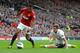 MANCHESTER, ENGLAND - SEPTEMBER 29: Nani of Manchester United evades the challenge from Jan Vertonghen of Tottenham Hotspur during the Barclays Premier League match between Manchester United and Tottenham Hotspur at Old Trafford on September 29, 2012 in Manchester, England. (Photo by Shaun Botterill/Getty Images)