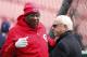 CINCINNATI, OH - MARCH 31: Cincinnati Reds manager Dusty Baker talks with general manager Walt Jocketty before the opening day game against the Milwaukee Brewers at Great American Ballpark on March 31, 2011 in Cincinnati, Ohio. (Photo by Joe Robbins/Getty Images)