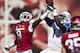 FAYETTEVILLE, AR - NOVEMBER 3: Will Hines #9 of the Arkansas Razorbacks knocks away a pass thrown to Keyarris Garrett #1 of the Tulsa Golden Hurricanes at Razorback Stadium on November 3, 2012 in Fayetteville, Arkansas. The Razorbacks defeated the Golden Hurricanes 19-15. (Photo by Wesley Hitt/Getty Images)
