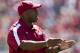 FAYETTEVILLE, AR - APRIL 21: Interim Head Coach Taver Johnson of the Arkansas Razorbacks talks to his players on the field during the Spring Game at Donald W. Reynolds Stadium on April 21, 2012 in Fayetteville, Arkansas. (Photo by Wesley Hitt/Getty Images)
