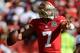 SAN FRANCISCO, CA - DECEMBER 09: Colin Kaepernick #7 of the San Francisco 49ers drops back to pass against the Miami Dolphins in the first quarter at Candlestick Park on December 9, 2012 in San Francisco, California. (Photo by Thearon W. Henderson/Getty Images)