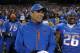Dec 22, 2011; Las Vegas, NV, USA; Boise State Broncos coach Chris Petersen and cornerback Quaylon Ewing-Burton (26) react during the 2011 Las Vegas Bowl against the Arizona State Sun Devils at Sam Boyd Stadium. Boise State defeated Arizona State 56-24. Mandatory Credit: Kirby Lee/Image of Sport-USA TODAY Sports