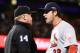 SAN FRANCISCO, CA - OCTOBER 15: Manager Mike Matheny #22 of the St. Louis Cardinals argues with first base offical Bill Miller #14 during Game Two of the National League Championship Series at AT&T Park on October 15, 2012 in San Francisco, California. (Photo by Thearon W. Henderson/Getty Images)