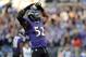 BALTIMORE, MD - JANUARY 06: Ray Lewis #52 of the Baltimore Ravens reacts against the Indianapolis Colts during the AFC Wild Card Playoff Game at M&T Bank Stadium on January 6, 2013 in Baltimore, Maryland. (Photo by Patrick Smith/Getty Images)