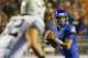 BOISE, ID - SEPTEMBER 20: Joe Southwick #16 of the Boise State Broncos looks for a receiver against the BYU Cougars at Bronco Stadium on September 20, 2012 in Boise, Idaho. (Photo by Otto Kitsinger III/Getty Images)