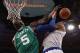 NEW YORK, NY - JANUARY 07: Kevin Garnett #5 of the Boston Celtics blocks a shot by Carmelo Anthony #7 of the New York Knicks at Madison Square Garden on January 7, 2013 in New York City. NOTE TO USER: User expressly acknowledges and agrees that, by downloading and/or using this photograph, user is consenting to the terms and conditions of the Getty Images License Agreement. The Celtics defeated the Knicks 102-96. (Photo by Bruce Bennett/Getty Images)
