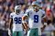 BALTIMORE, MD - OCTOBER 14: Wide receiver Dez Bryant #88 and quarterback Tony Romo #9 of the Dallas Cowboys look on from the field during a timeout against the Baltimore Ravens at M&T Bank Stadium on October 14, 2012 in Baltimore, Maryland. (Photo by Rob Carr/Getty Images)