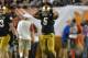 Jan 7, 2013; Miami, FL, USA; Notre Dame Fighting Irish linebacker Manti Te'o (5) reacts during the second half of the 2013 BCS Championship game against the Alabama Crimson Tide at Sun Life Stadium. Mandatory Credit: Steve Mitchell-USA TODAY Sports