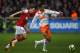 FLEETWOOD, ENGLAND - JANUARY 07: Tom Ince of Blackpool beats Andrew Mangan of Fleetwood Town during the FA Cup sponsored by Budweiser third round match between Fleetwood Town and Blackpool at Highbury Stadium on January 7, 2012 in Fleetwood, England. (Photo by Alex Livesey/Getty Images)