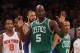 NEW YORK, NY - JANUARY 07: Kevin Garnett #5 of the Boston Celtics signals to the ref during the game against the New York Knicks at Madison Square Garden on January 7, 2013 in New York City. NOTE TO USER: User expressly acknowledges and agrees that, by downloading and/or using this photograph, user is consenting to the terms and conditions of the Getty Images License Agreement. The Celtics defeated the Knicks 102-96. (Photo by Bruce Bennett/Getty Images)