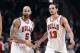 Dec 29, 2012; Chicago, IL, USA; Chicago Bulls power forward Carlos Boozer (5) and center Joakim Noah (13) react after a play against the Washington Wizards during the second half at the United Center. Chicago defeats Washington 87-77. Mandatory Credit: Mike DiNovo-USA TODAY Sports