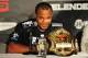 May 19, 2012; San Jose, CA, USA; Daniel Cormier addresses the media in a press conference after defeating Josh Barnett (not pictured) during the heavyweight tournament final bout of the Strikeforce World Grand Prix at HP Pavilion. Mandatory Credit: Kyle Terada-USA TODAY Sports