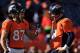 DENVER, CO - DECEMBER 23: Wide receiver Eric Decker #87 of the Denver Broncos and quarterback Peyton Manning #18 of the Denver Broncos talk during warm up prior to facing the Cleveland Browns at Sports Authority Field at Mile High on December 23, 2012 in Denver, Colorado. The Broncos defeated the Browns 34-12. (Photo by Doug Pensinger/Getty Images)