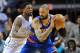 Dec 6, 2012; Miami FL, USA; New York Knicks center Tyson Chandler (6) is pressured by Miami Heat power forward Udonis Haslem (40) during the second half at American Airlines Arena. Mandatory Credit: Steve Mitchell-USA TODAY Sports