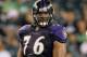 PHILADELPHIA, PA - AUGUST 11: Jah Reid #76 of the Baltimore Ravens in action against the Philadelphia Eagles during their pre season game on August 11, 2011 at Lincoln Financial Field in Philadelphia, Pennsylvania. (Photo by Jim McIsaac/Getty Images)